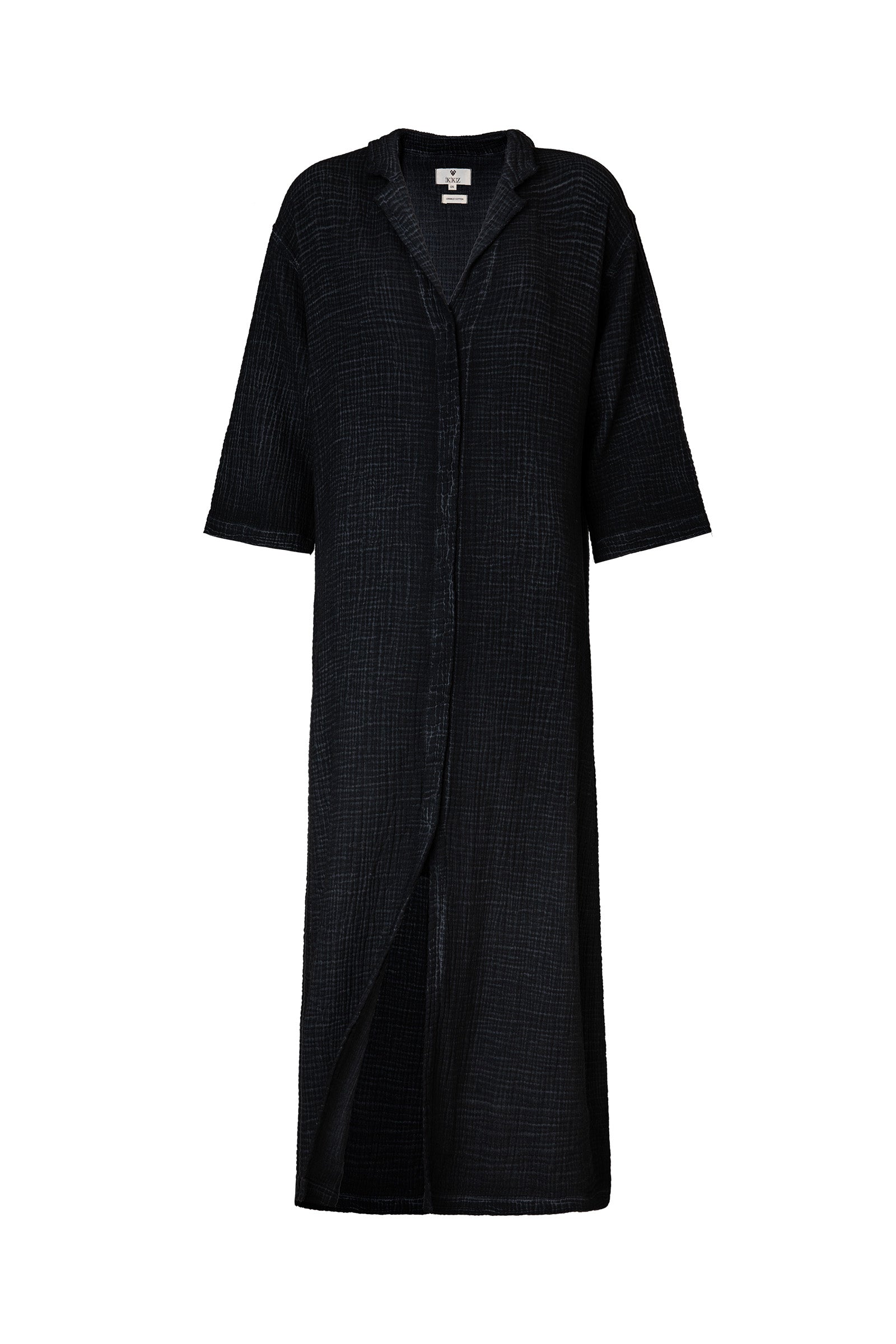 Crinkle Siyah Gömlek Elbise