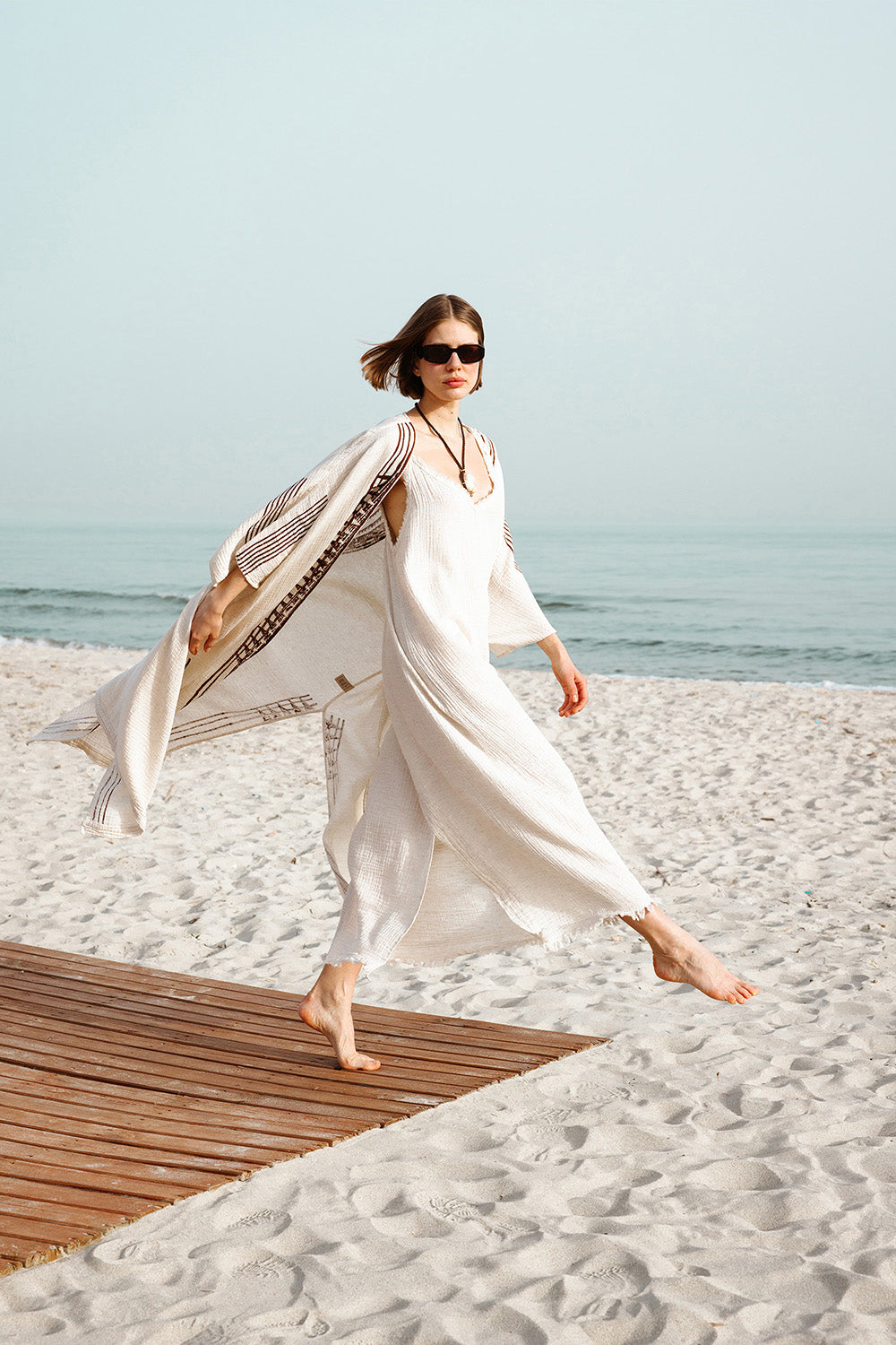 Crinkle Keten İp Askılı Elbise