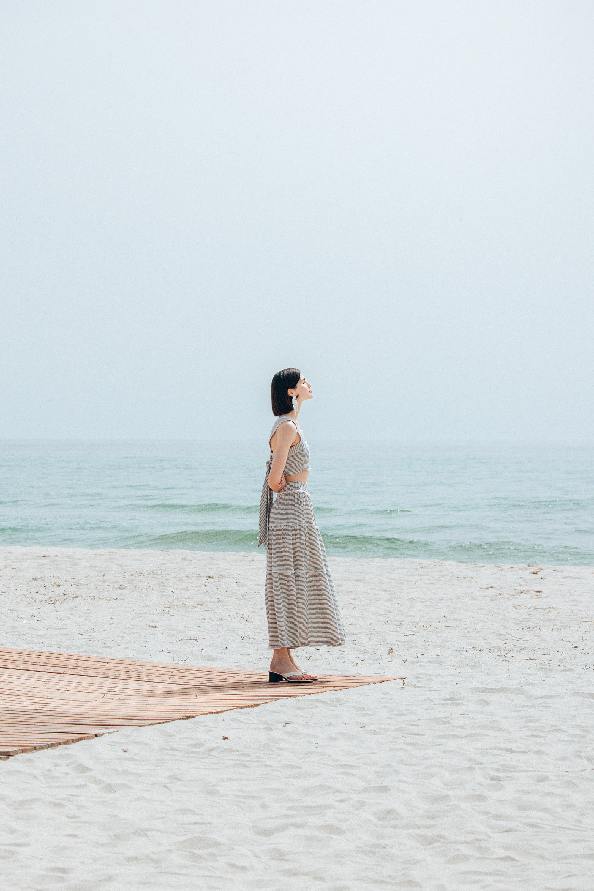 Lyocell Çizgili Etek Takım