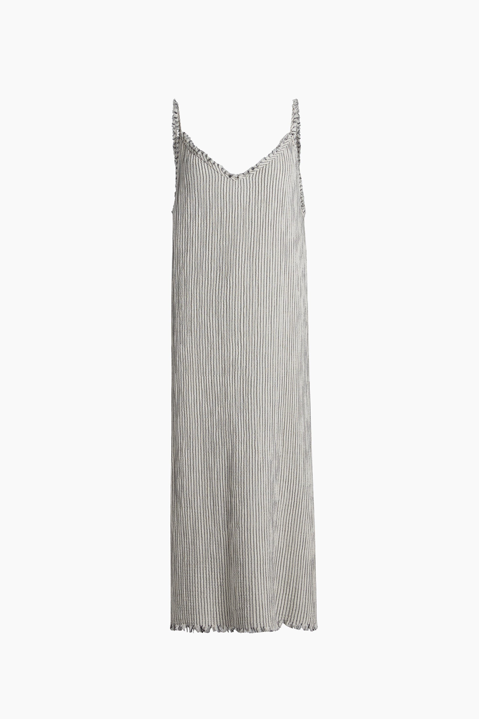 Crinkle Çizgili İp Askılı Elbise