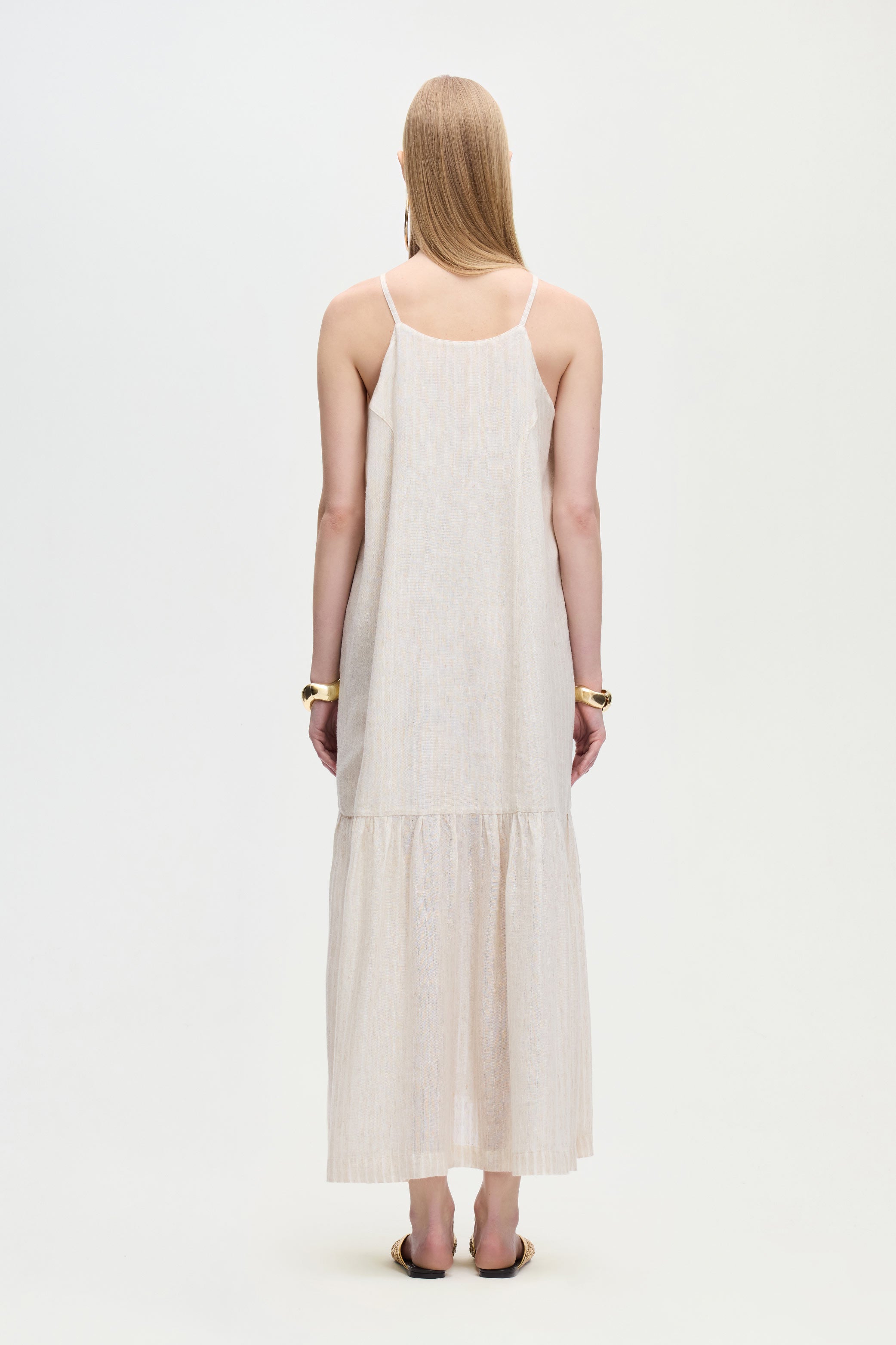 Naturel İp Askılı Elbise