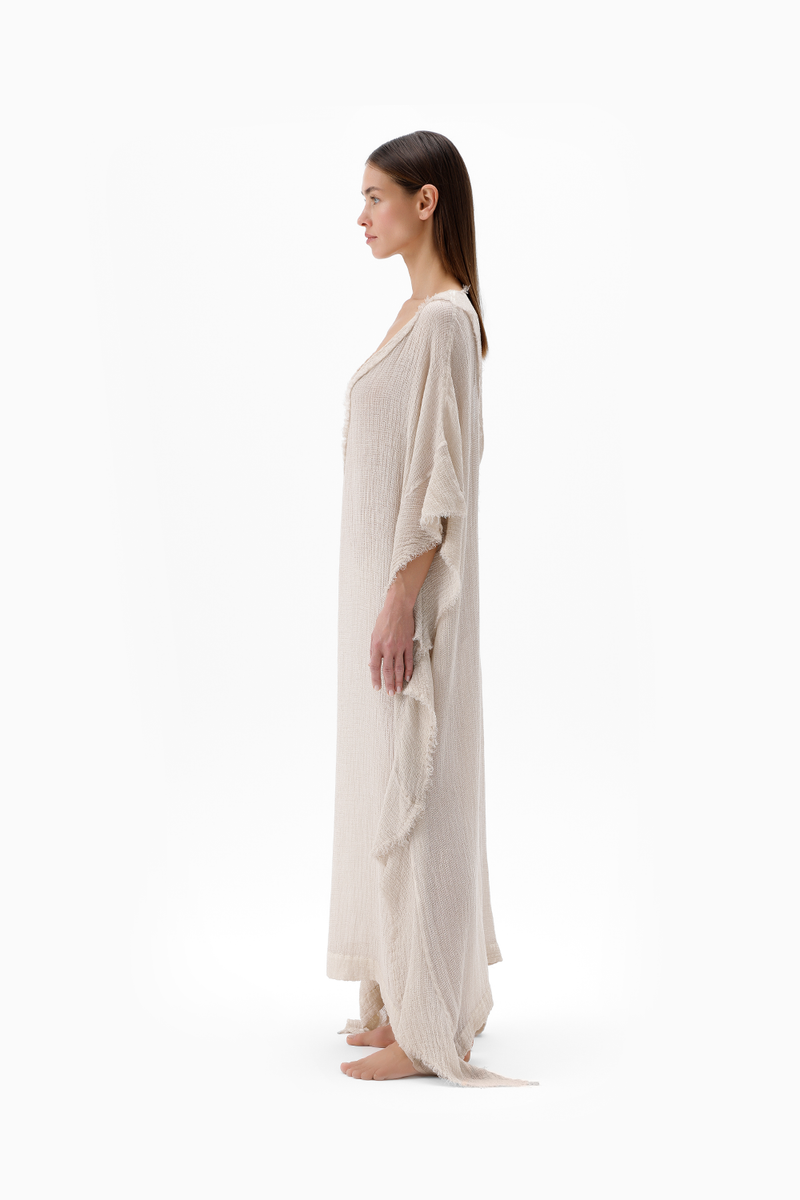 Crinkle Bambu Vizon Kaftan