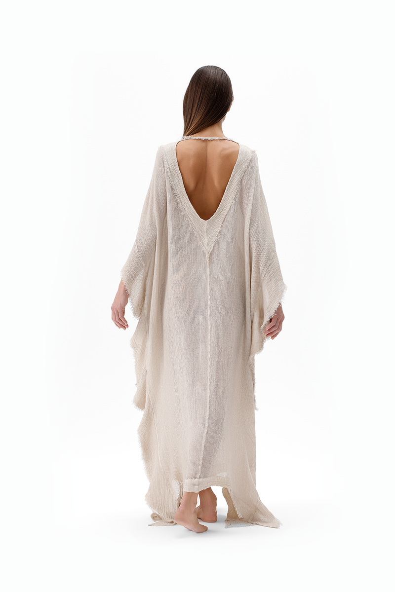Crinkle Bambu Vizon Kaftan