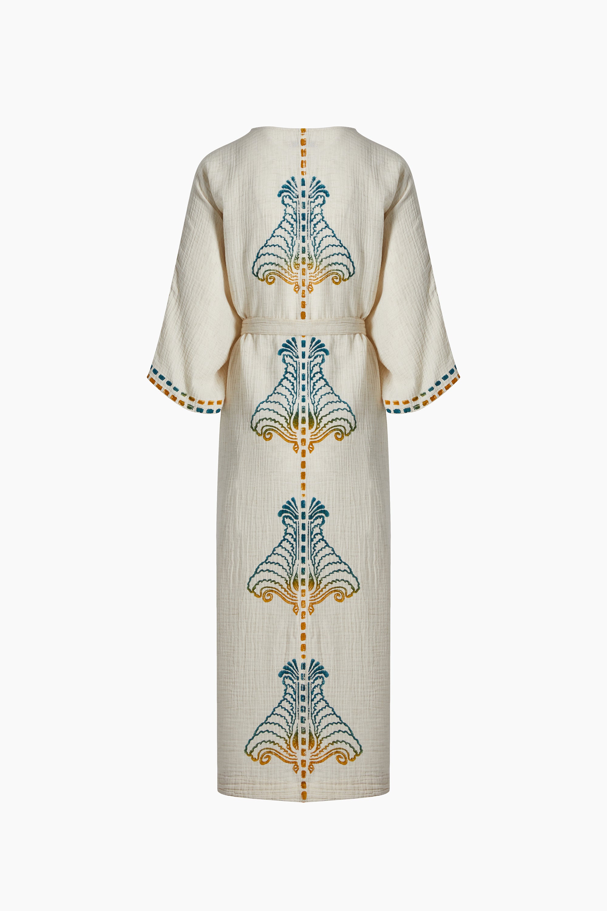 Crinkle Keten Renkli Baskılı Kimono