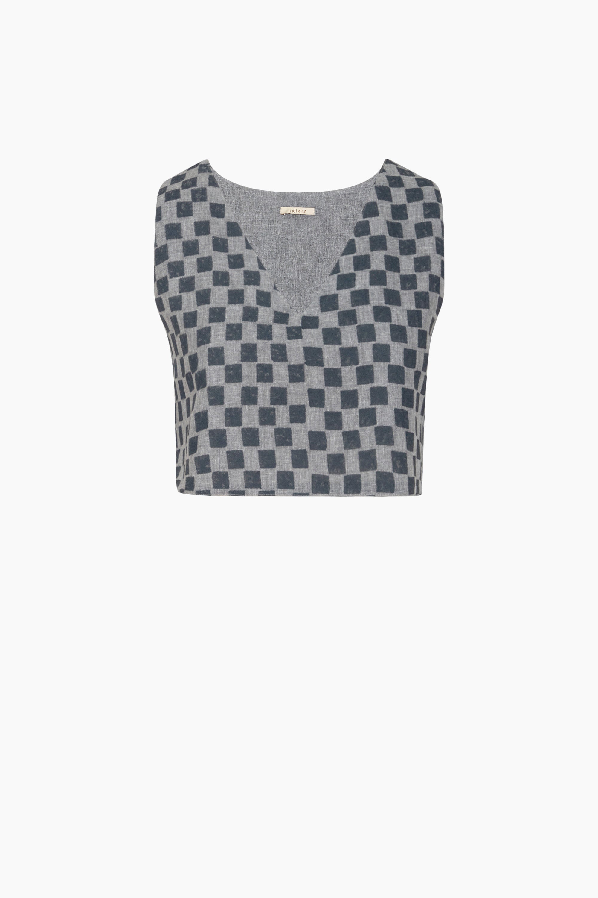 Dama Desenli Crop Bluz