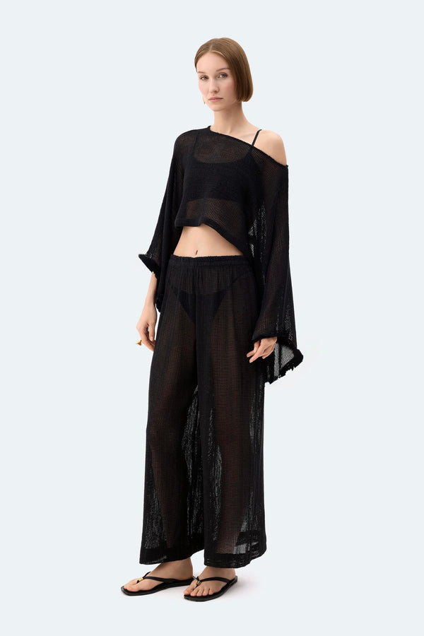 Siyah Kroşe Ponponsuz Bluz