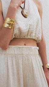 Crinkle Keten Crop Top