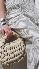 Crinkle Çizgili Halter Yaka Bluz