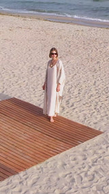 Crinkle Keten Kahverengi Baskılı Kimono