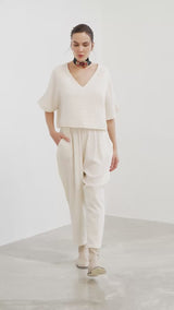 Crinkle Keten Slouchy Pantolon