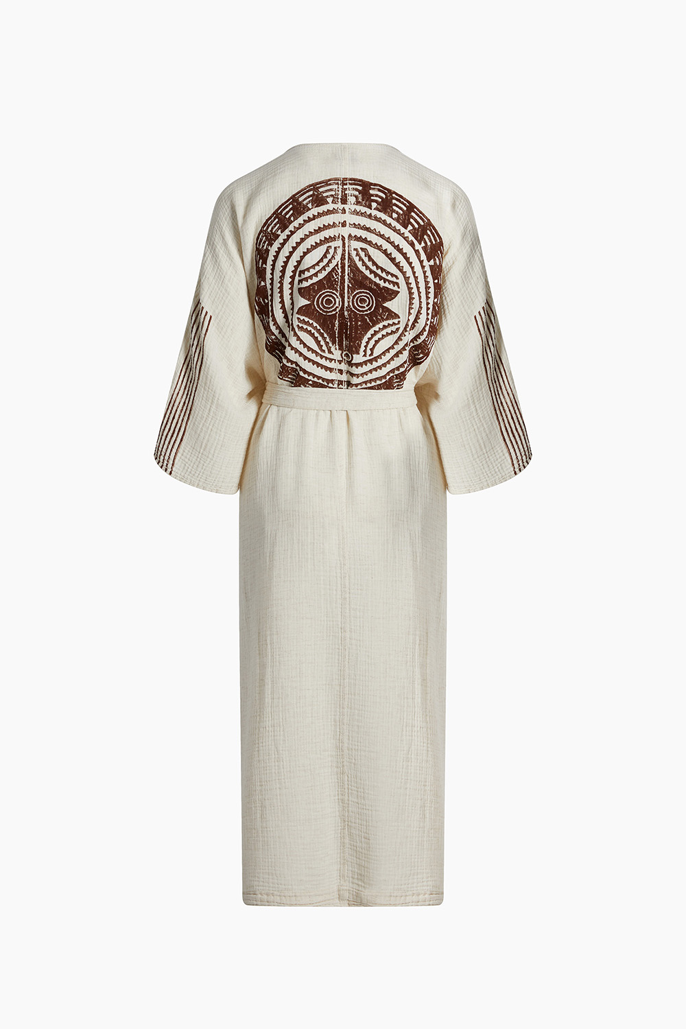 Crinkle Kahverengi Baskılı Kimono