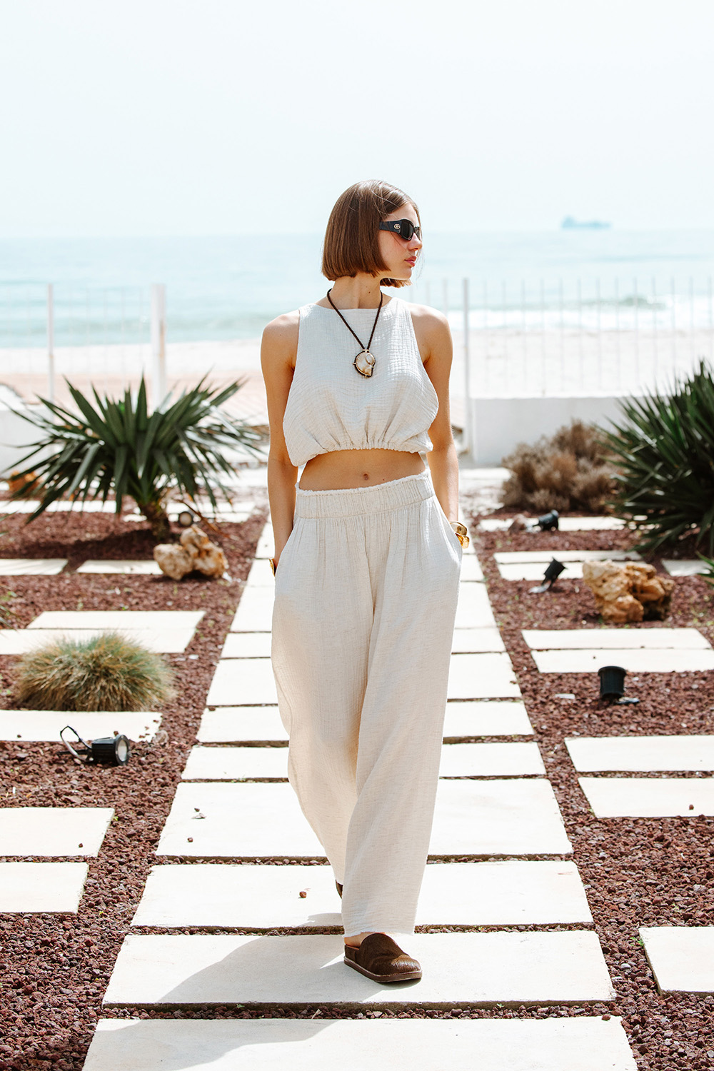 Crinkle Palazzo Pants