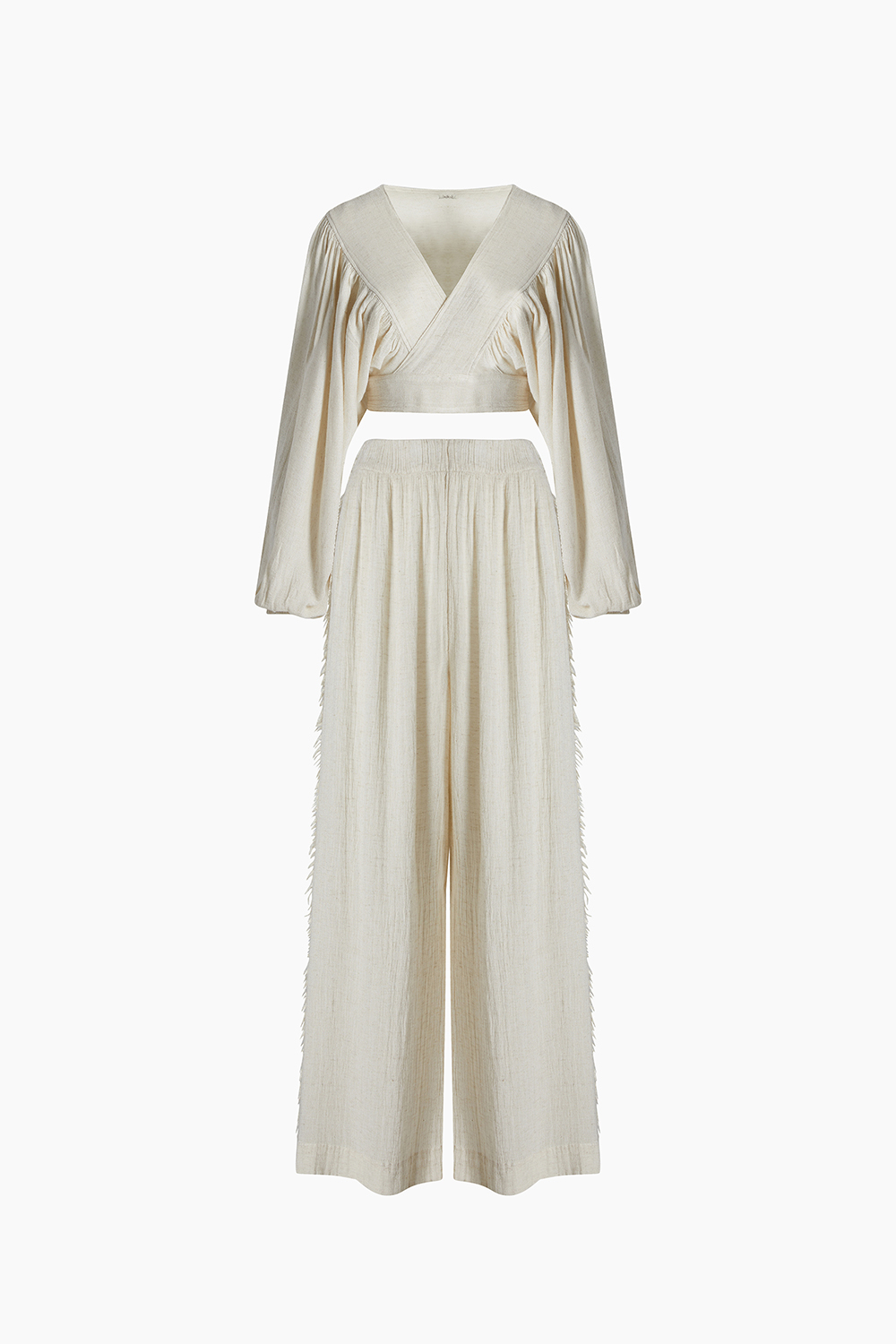 Crinkle Linen Slit Pants