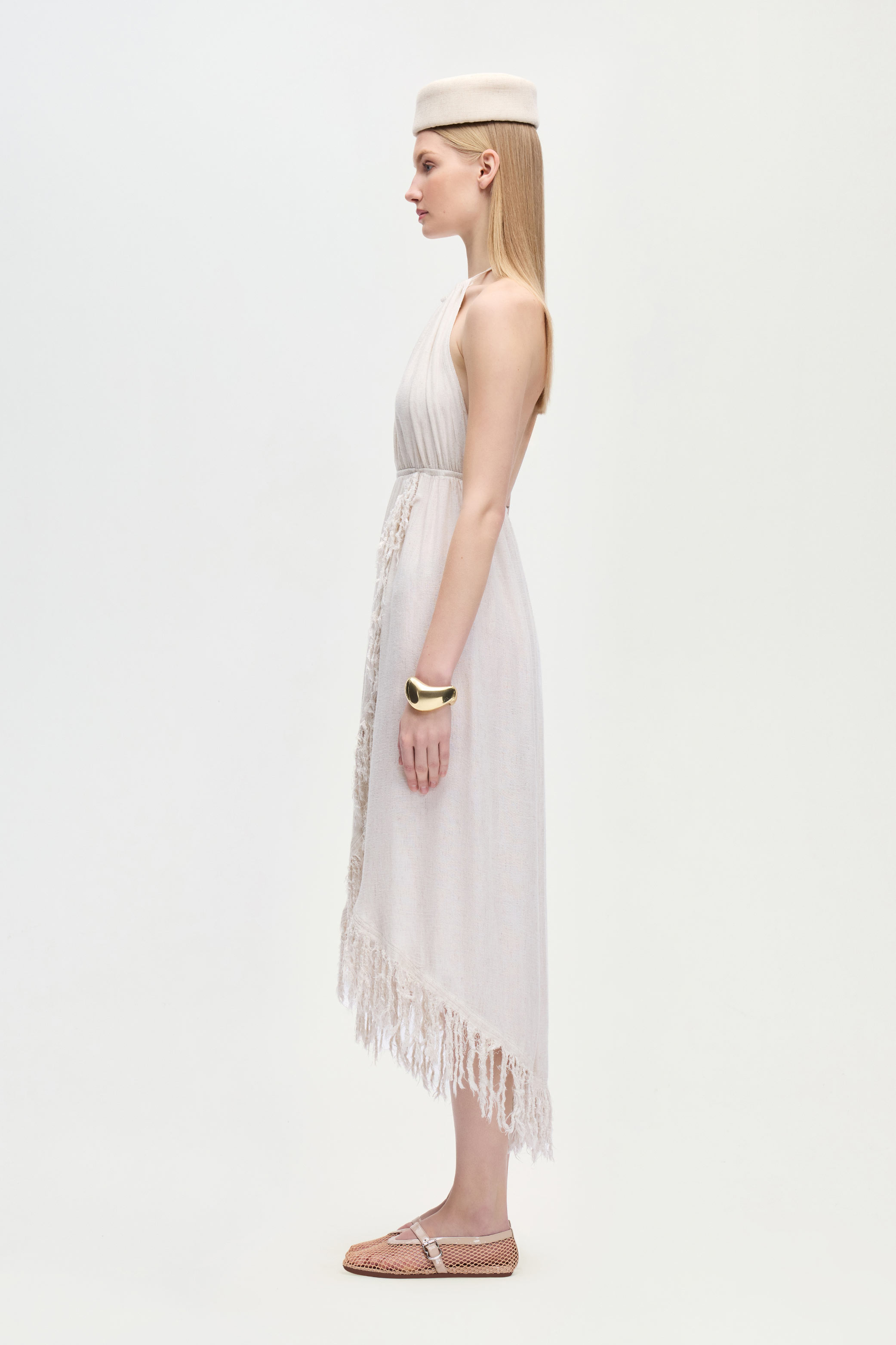 Kenevir Boyundan Bağlamalı Elbise