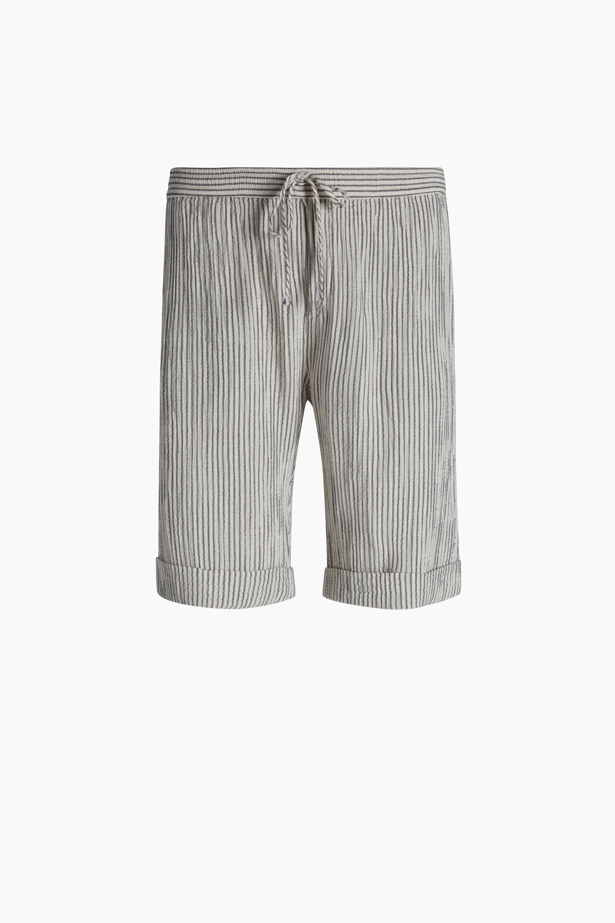 Crinkle Striped Linen Short