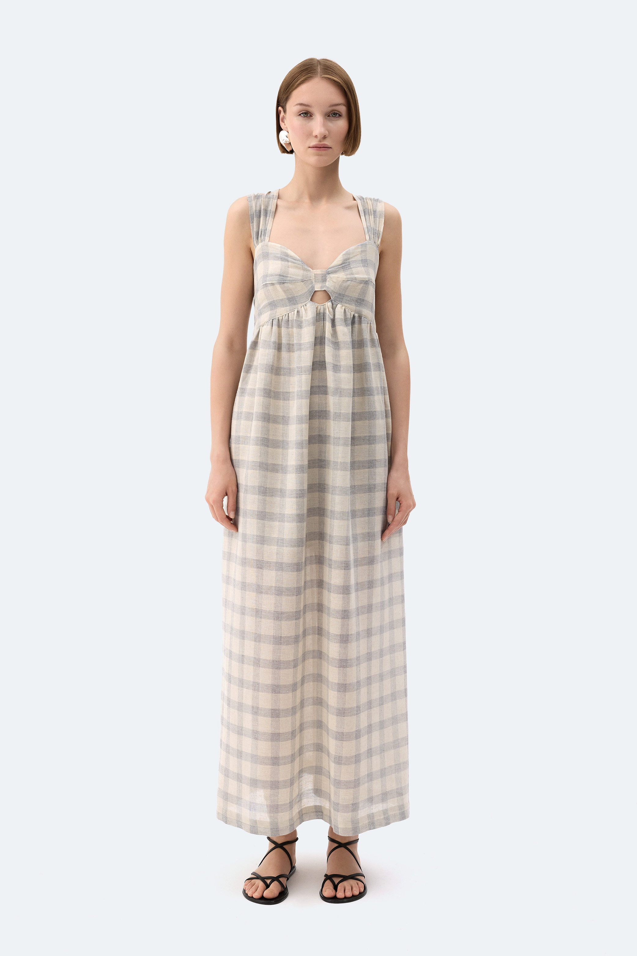 Grey Plaid Strappy Dress