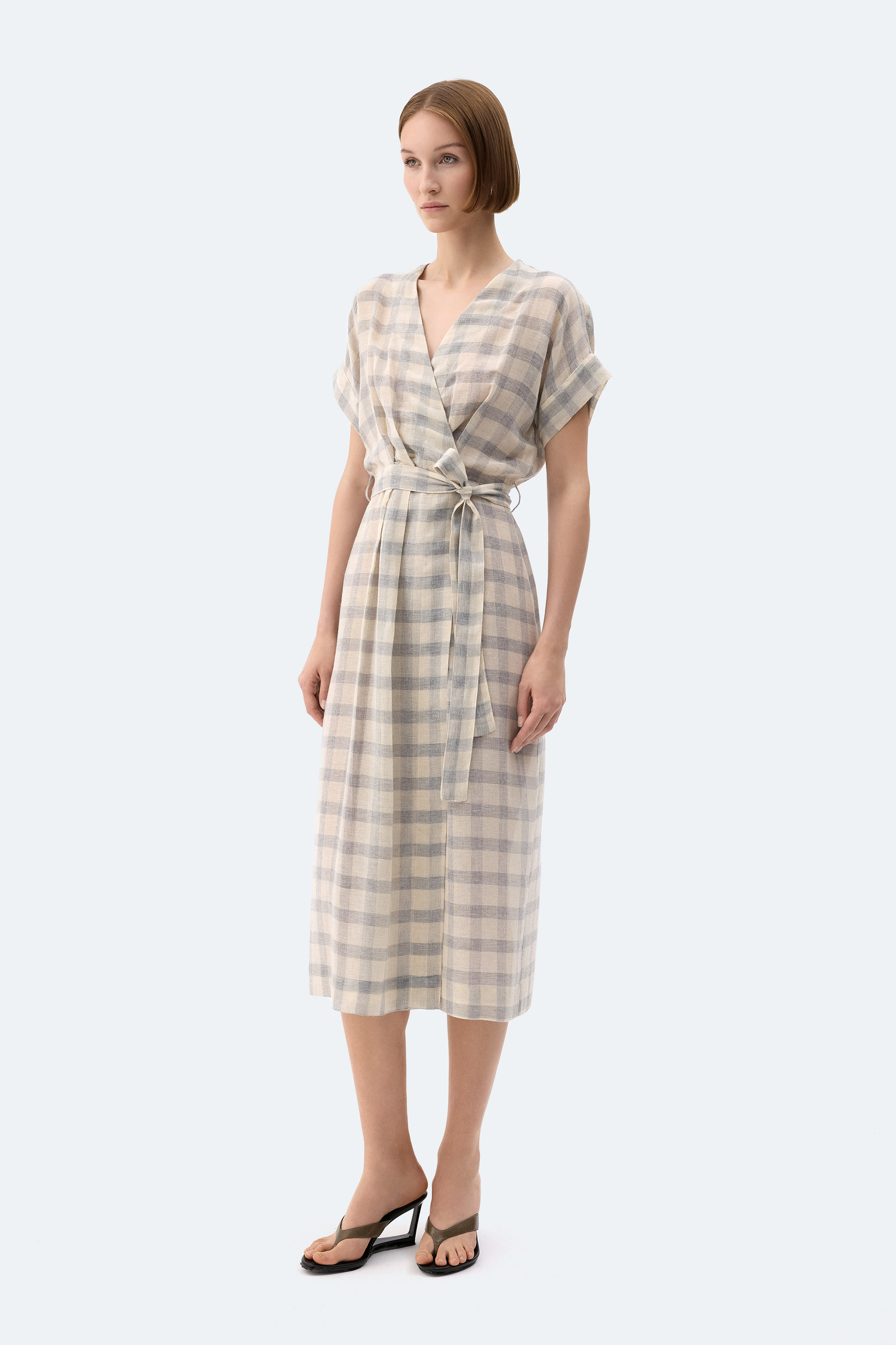 Gri Ekose Anvelop Elbise