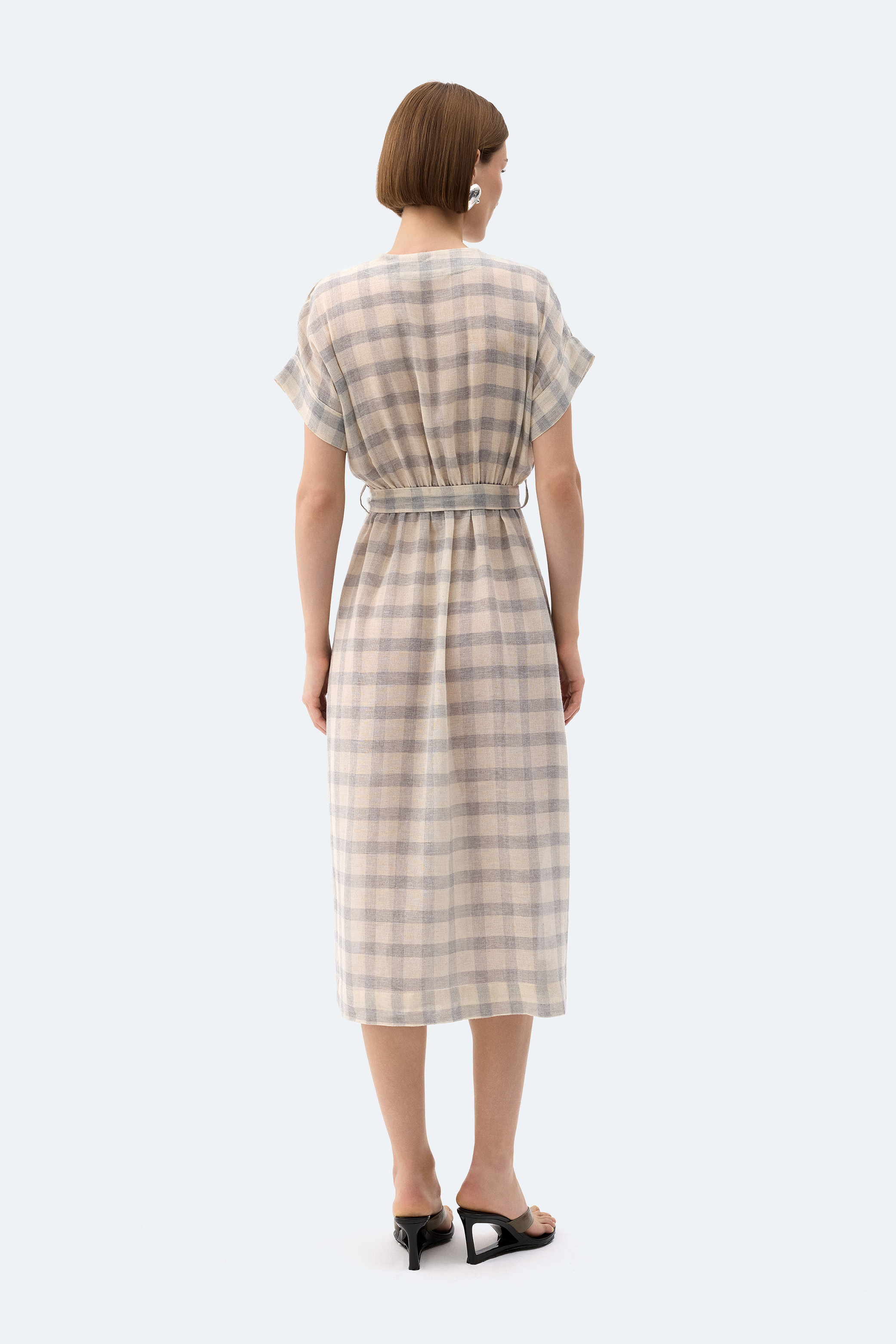 Gri Ekose Anvelop Elbise