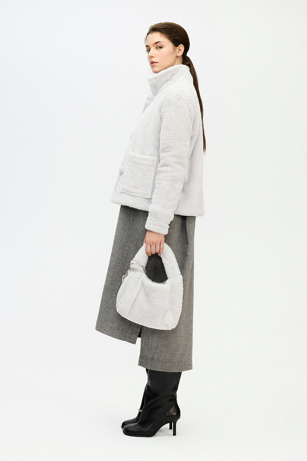 Grey Sherpa Short Jacket