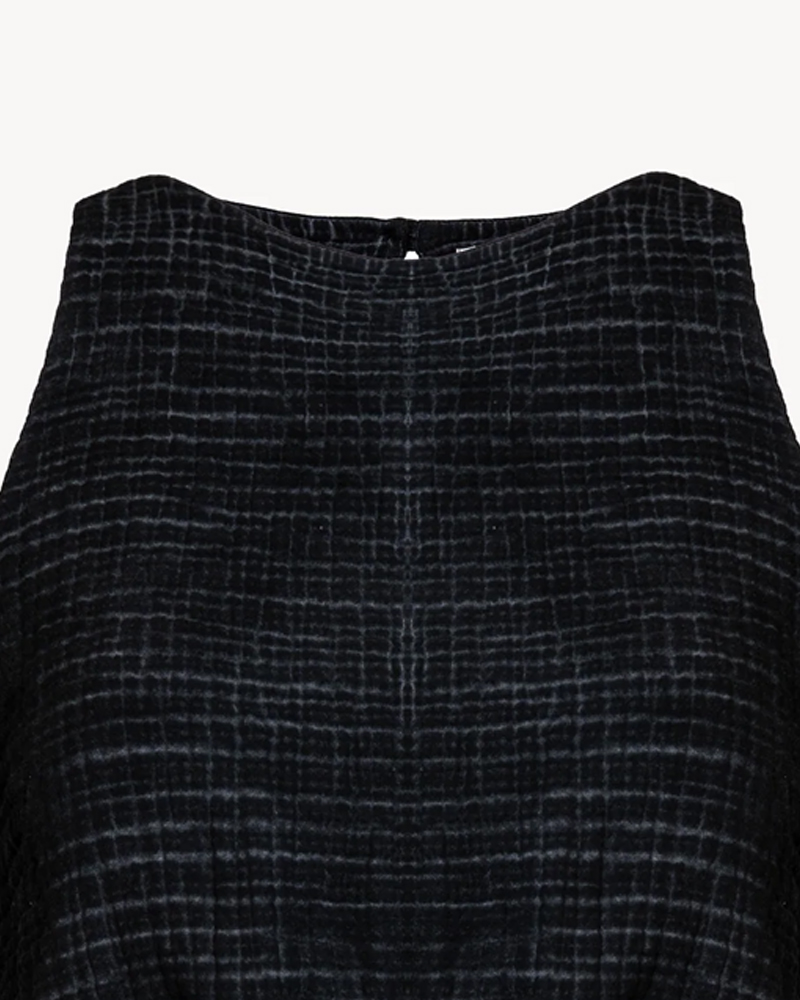 Crinkle Siyah Kolsuz Üst