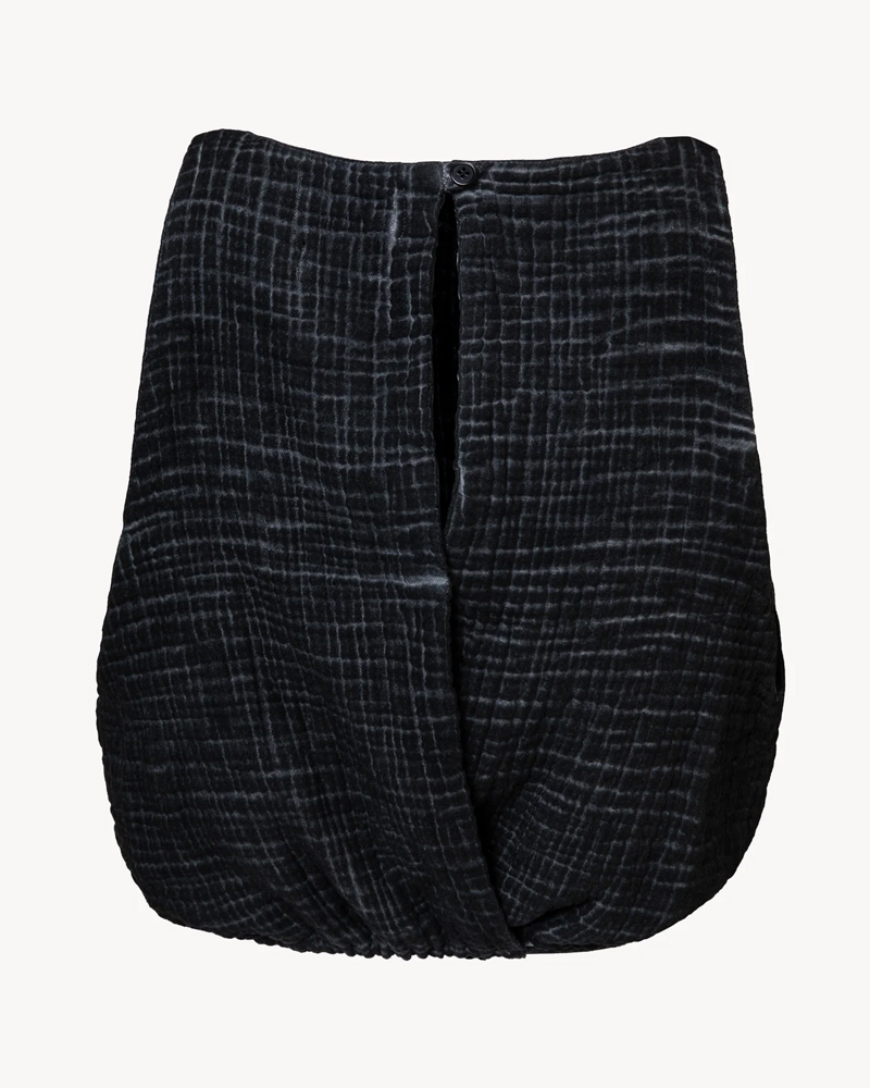 Crinkle Siyah Kolsuz Üst